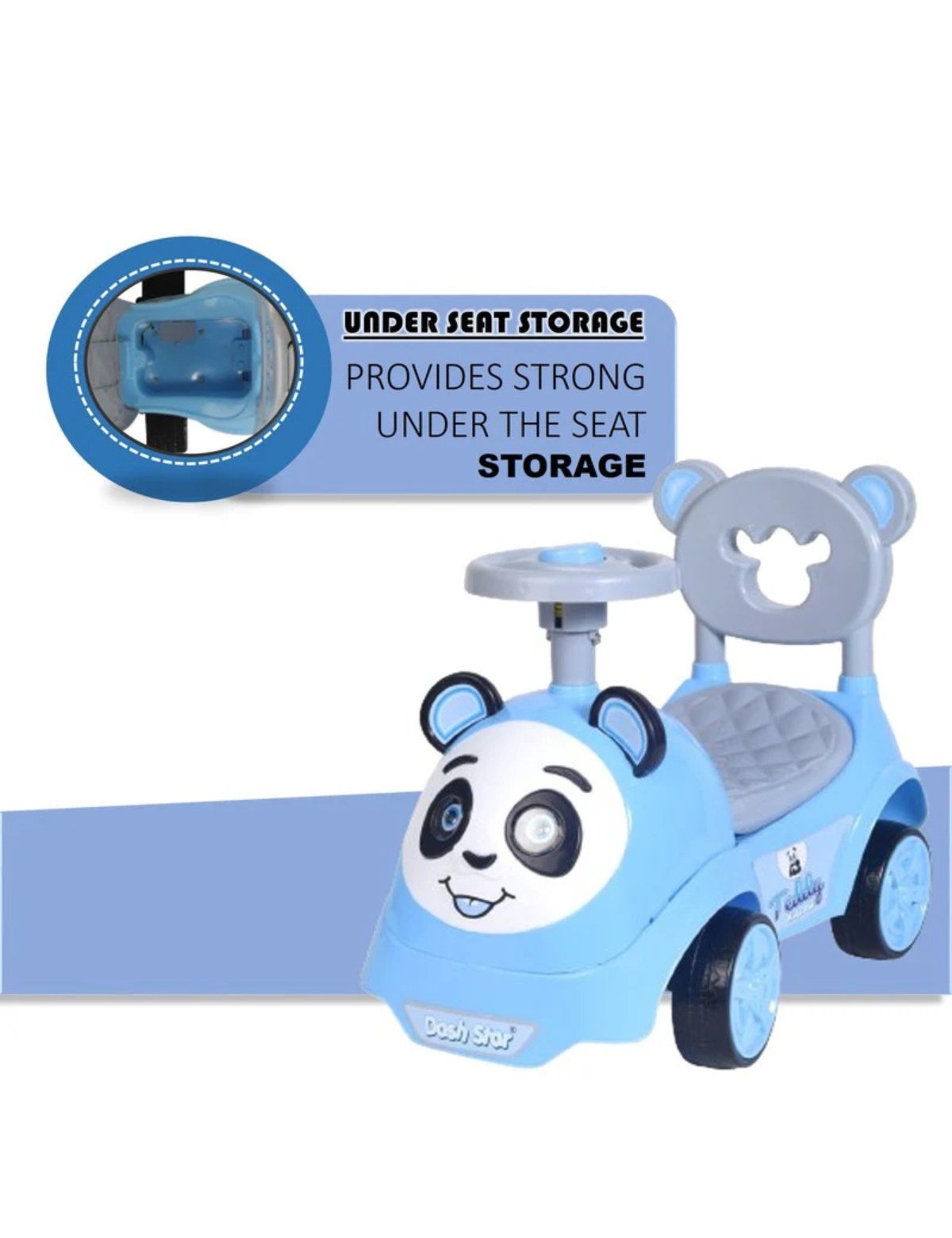 Teddy DX Dash Star Kids Ride On Car Toy with Music, Sound, Lights and Backrest Seat Rideons & Wagons Non Battery Operated Ride - Image 4