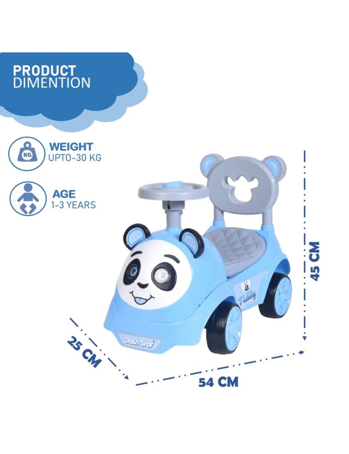 Teddy DX Dash Star Kids Ride On Car Toy with Music, Sound, Lights and Backrest Seat Rideons & Wagons Non Battery Operated Ride - Image 7