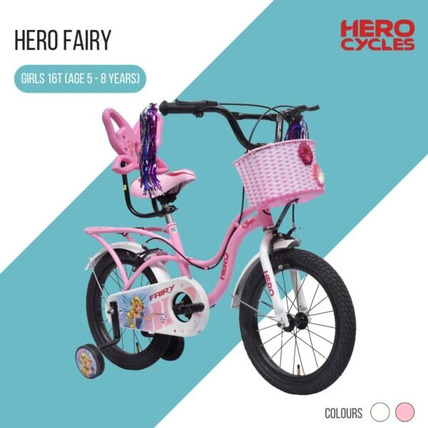 Hero Fairy 16T Bicycle for Kids with Mudguard and Training Wheel | Single Speed | Easy Self Assembly | Rigid Fork - Image 3