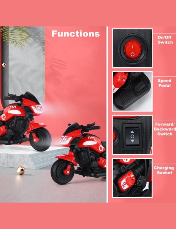 Ninja Ev With Music And Lights, Forward and Backward Gear, Built in MP3 player Bike Battery operated Ride On - Image 6