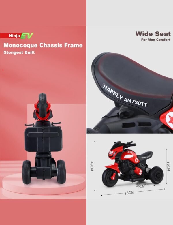 Ninja Ev With Music And Lights, Forward and Backward Gear, Built in MP3 player Bike Battery operated Ride On - Image 7