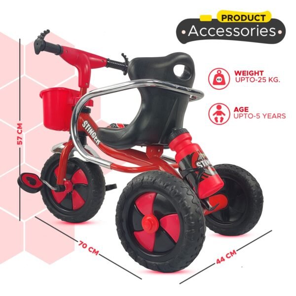 Dash Stinger Tricycle for Kids, Baby Cycle, Kids Cycle, Tricycle for Kids for 3 Years to 5 Years with Storage Basket and Sipper (Capacity 25kg  ) - Image 4