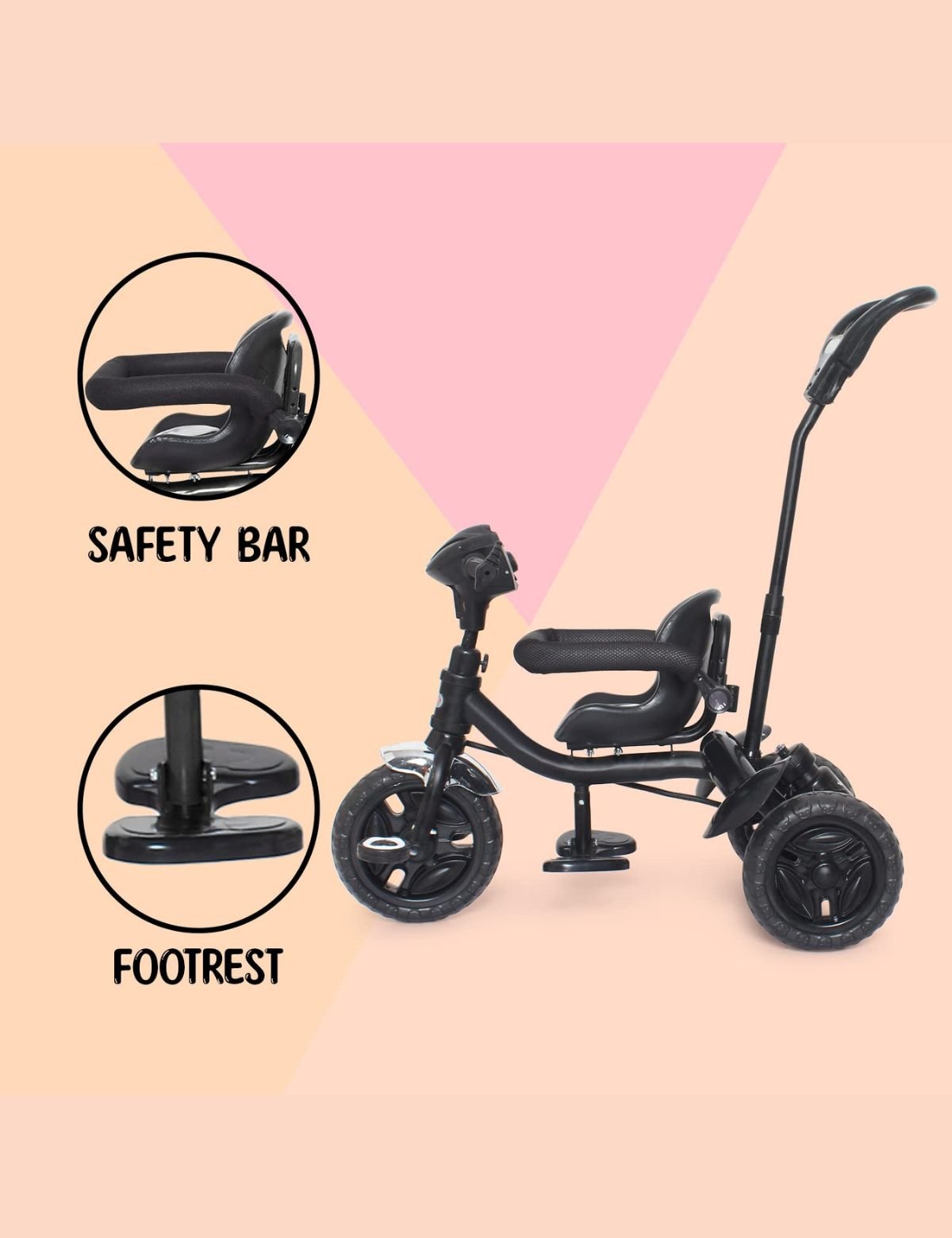 Fun Ride Kid's Tricycle Panther 2 in1 for 1 to 5 Years - Plug and Play Baby Trike with Music and Lights with Removable Parental Control Handle - Image 7