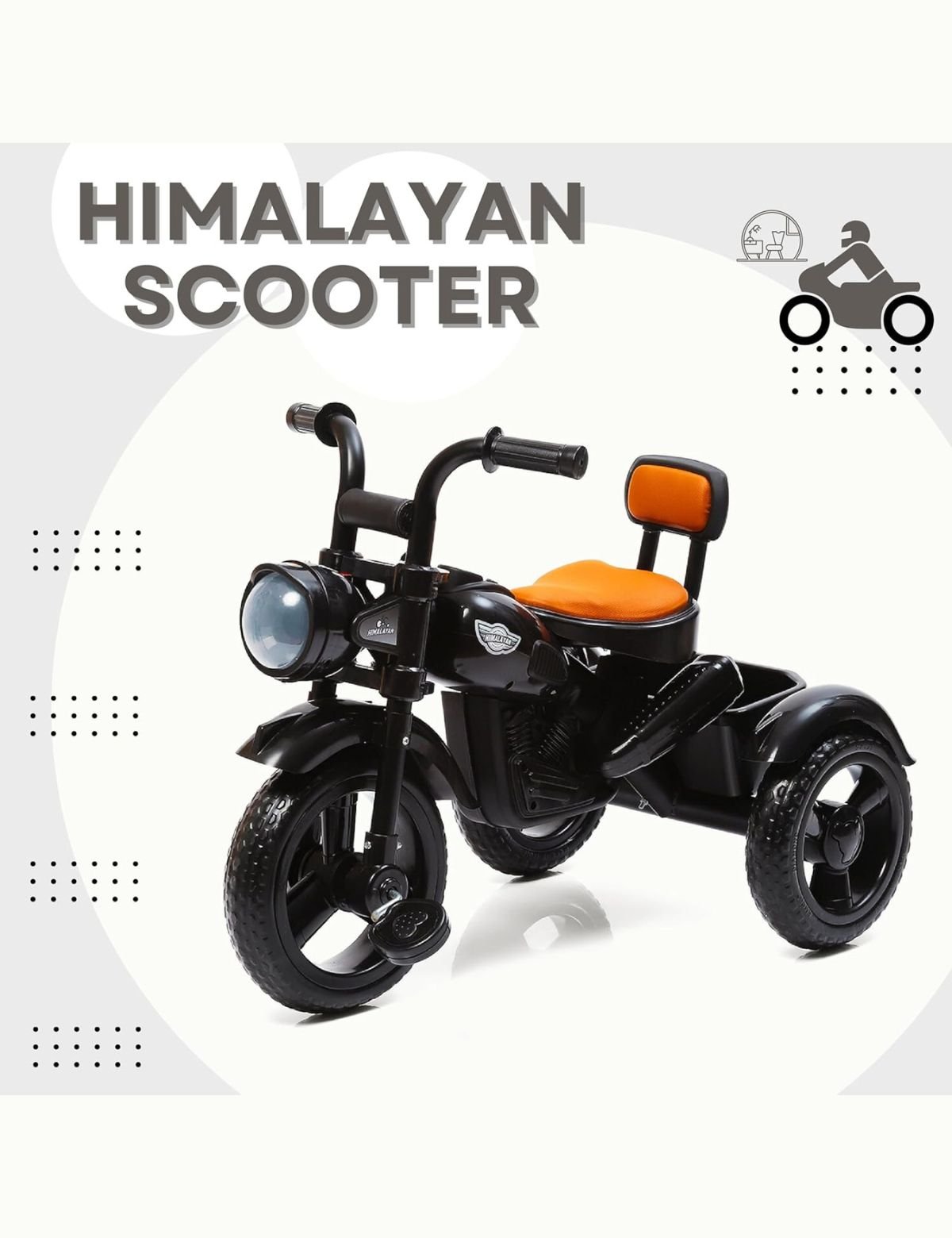 Fun Ride Himalayan Kids Tricycle - Front Headlight, Musical - 1 Year to 5 Years - - Image 3