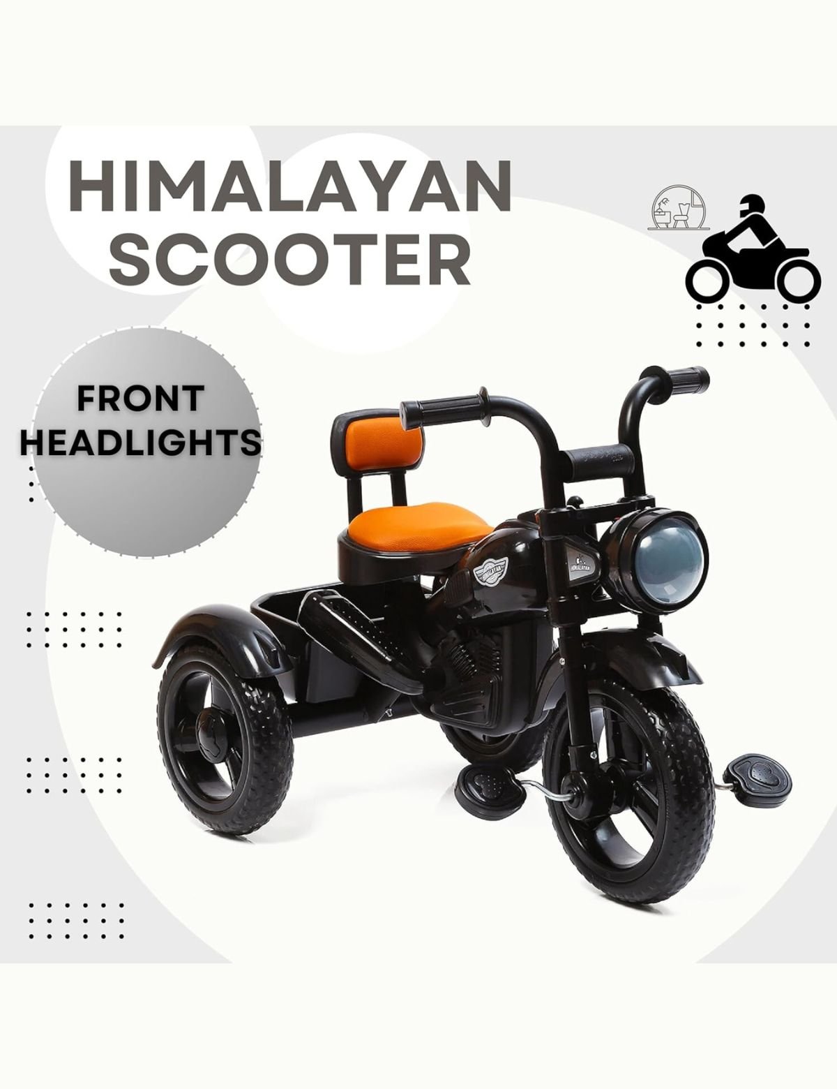 Fun Ride Himalayan Kids Tricycle - Front Headlight, Musical - 1 Year to 5 Years - - Image 4