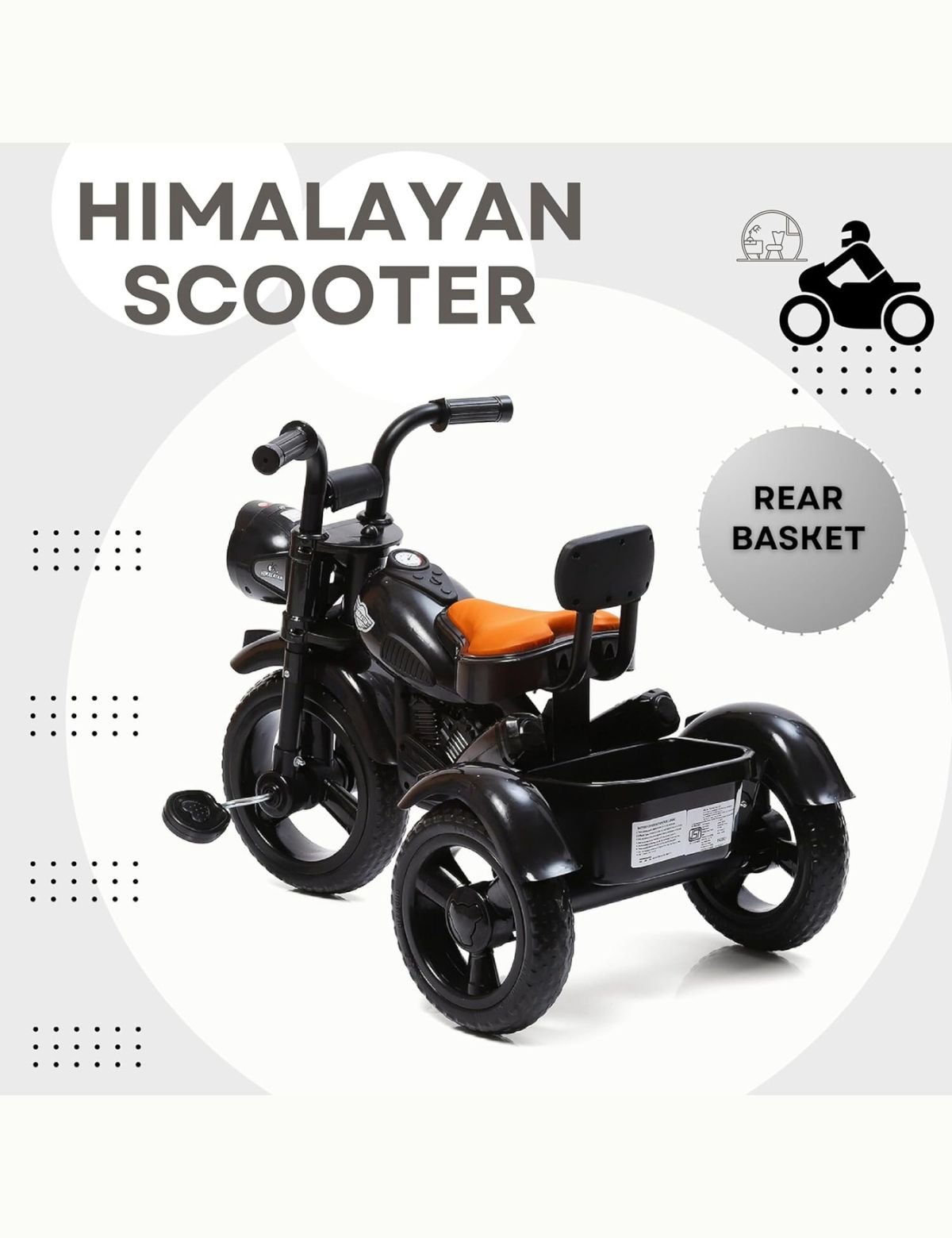 Fun Ride Himalayan Kids Tricycle - Front Headlight, Musical - 1 Year to 5 Years - - Image 5