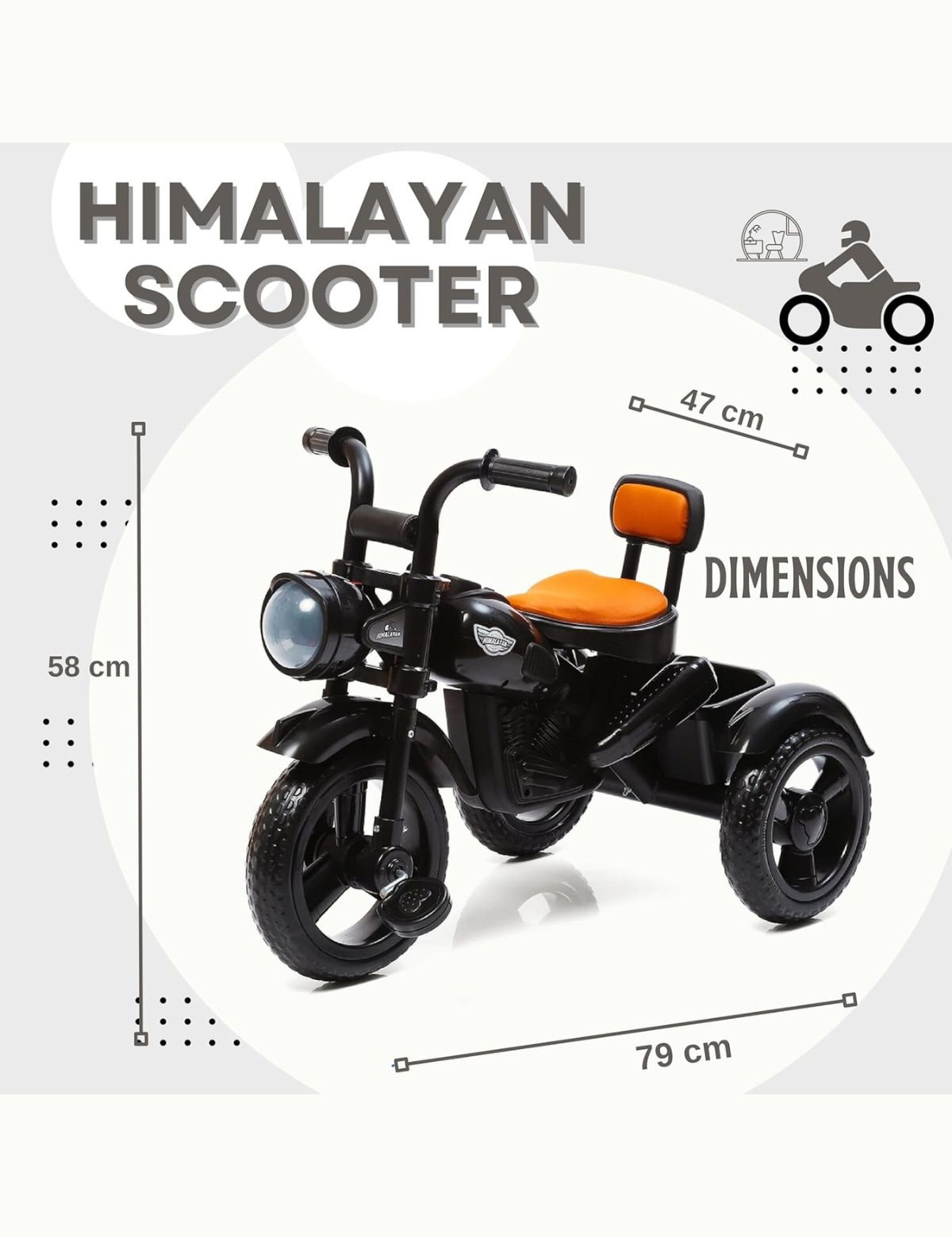 Fun Ride Himalayan Kids Tricycle - Front Headlight, Musical - 1 Year to 5 Years - - Image 10